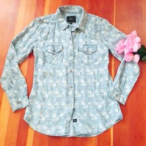 Rails Chambray Flower Button Down